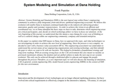 System Modeling and Simulation at Dana Holding