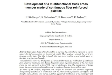 Development of a multifunctional truck cross member made of continuous fiber reinforced plastics