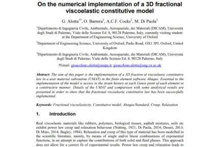 On the numerical implementation of a 3D fractional viscoelastic constitutive model