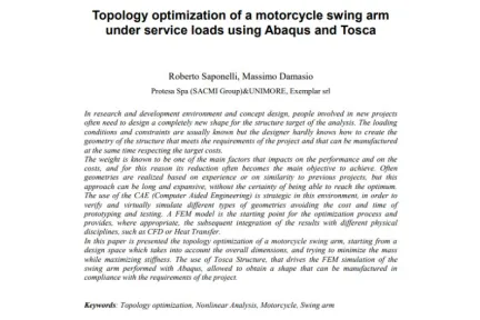 Topology optimization of a motorcycle swing arm under service loads using Abaqus and Tosca