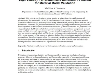 High Velocity Perforation as a Benchmark Problem for Material Model Validation