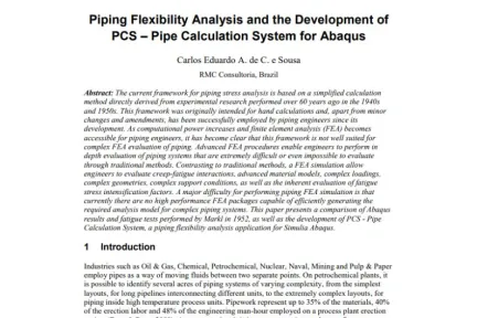 Piping Flexibility Analysis and the Development of PCS – Pipe Calculation System for Abaqus