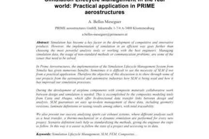 Simulation Lifecycle Management in the real world: Practical application in PRIME aerostructures