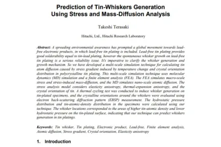 Prediction of Tin-Whiskers Generation Using Stress and Mass-Diffusion Analysis