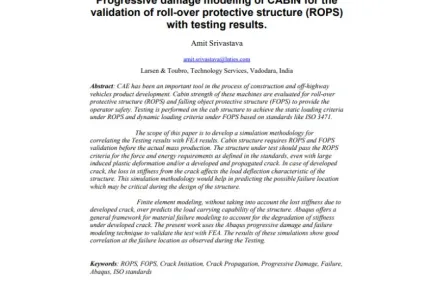 Progressive damage modeling of CABIN for the validation of roll-over protective structure with testing results.