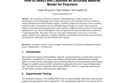 How to Select and Calibrate an Accurate Material Model for Polymers