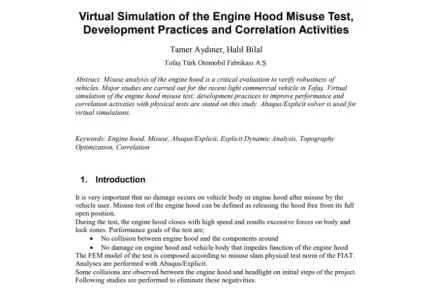 Virtual Simulation of the Engine Hood Misuse Test, Development Practices and Correlation Activities