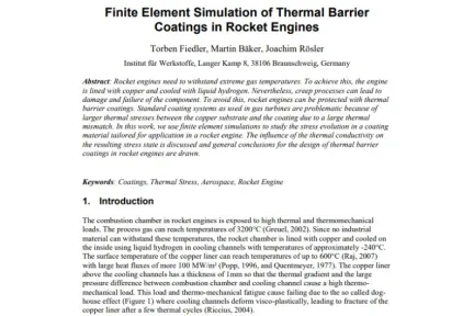 Finite Element Simulation of Thermal Barrier Coatings in Rocket Engines