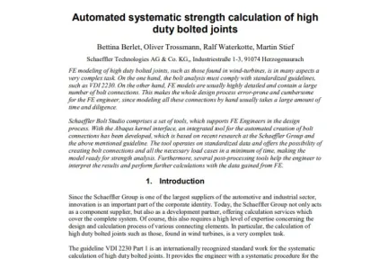 Automated systematic strength calculation of high duty bolted joints