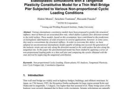 Elastoplastic Simulations with a Tangential Plasticity Constitutive Model for a Thin Wall Bridge Pier Subjected to Various Non-proportional Cyclic Loading Conditions
