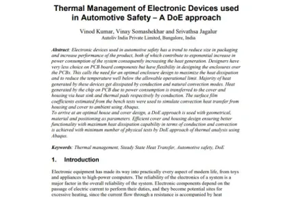 Thermal Management of Electronic Devices used in Automotive Safety – A DoE approach