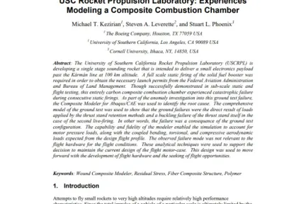 USC Rocket Propulsion Laboratory: Experiences Modeling a Composite Combustion Chamber