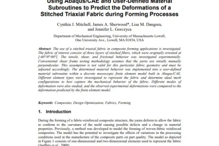 Using Abaqus/CAE and User-Defined Material Subroutines to Predict the Deformations of a Stitched Triaxial Fabric during Forming Processes