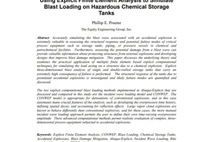 Using Explicit Finite Element Analysis to Simulate Blast Loading on Hazardous Chemical Storage Tanks
