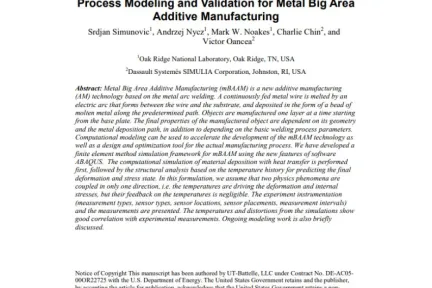 Process Modeling and Validation for Metal Big Area Additive Manufacturing
