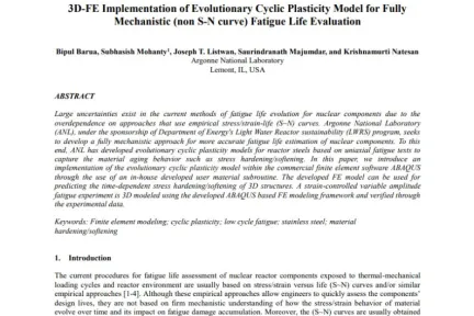 3D-FE Implementation of Evolutionary Cyclic Plasticity Model for Fully Mechanistic Fatigue Life Evaluation