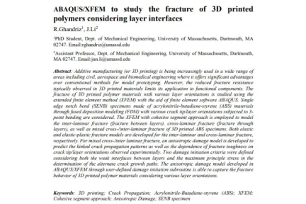 ABAQUS/XFEM to study the fracture of 3D printed polymers considering layer interfaces