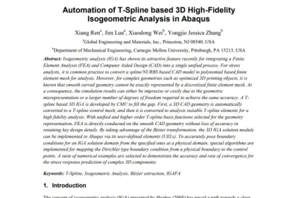 Automation of T-Spline based 3D High-Fidelity Isogeometric Analysis in Abaqus