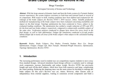 Brake Caliper Design for Revolve NTNU
