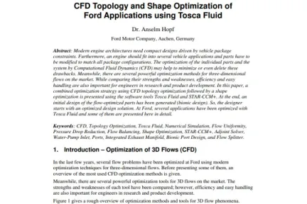 CFD Topology and Shape Optimization of Ford Applications using Tosca Fluid