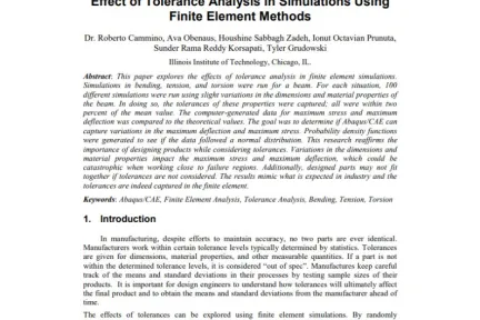 Effect of Tolerance Analysis in Simulations Using Finite Element Methods