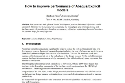 How to improve performance of Abaqus/Explicit models