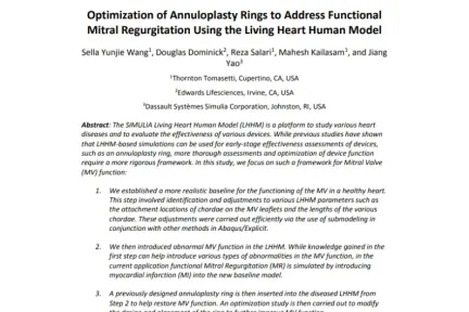 Optimization of Annuloplasty Rings to Address Functional Mitral Regurgitation Using the Living Heart Human Model