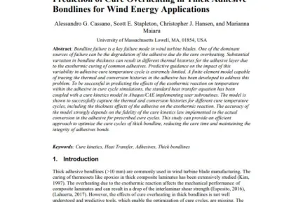 Prediction of Cure Overheating in Thick Adhesive Bondlines for Wind Energy Applications