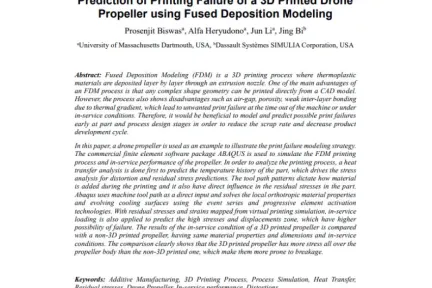 Prediction of Printing Failure of a 3D Printed Drone Propeller using Fused Deposition Modeling