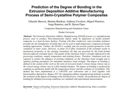Prediction of the Degree of Bonding in the Extrusion Deposition Additive Manufacturing Process of Semi-Crystalline Polymer Composites