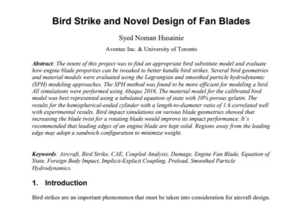 Bird Strike and Novel Design of Fan Blades
