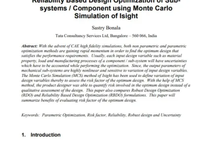 Reliability Based Design Optimization of Subsystems / Component using Monte Carlo Simulation of Isight