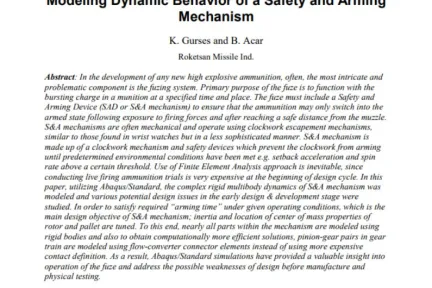 Modeling Dynamic Behavior of a Safety and Arming Mechanism