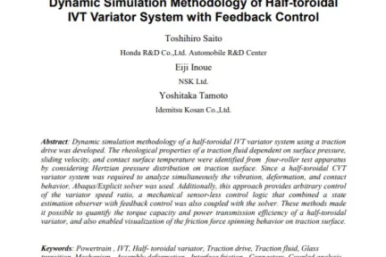 Dynamic Simulation Methodology of Half-toroidal IVT Variator System with Feedback Control
