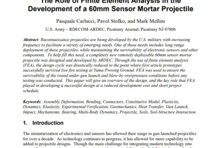 The Role of Finite Element Analysis in the Development of a 60mm Sensor Mortar Projectile