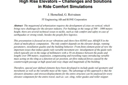High Rise Elevators – Challenges and Solutions in Ride Comfort Simulations