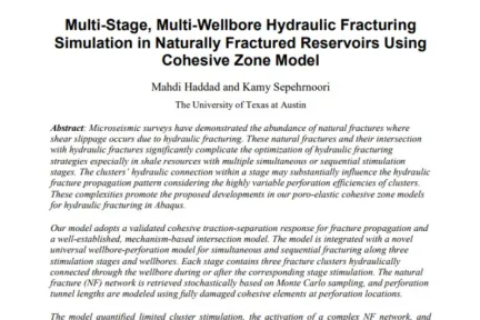 Multi-Stage, Multi-Wellbore Hydraulic Fracturing Simulation in Naturally Fractured Reservoirs Using Cohesive Zone Model