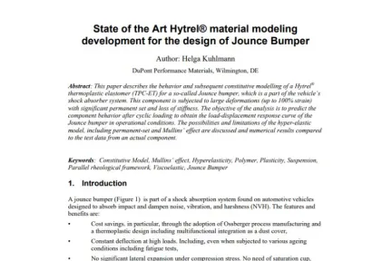 State of the Art Hytrel material modeling development for the design of Jounce Bumper