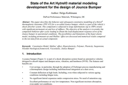 State of the Art Hytrel material modeling development for the design of Jounce Bumper