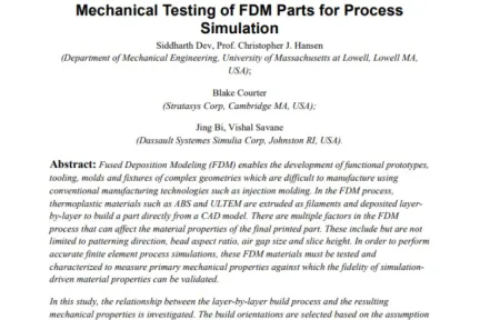 Mechanical Testing of FDM Parts for Process Simulation