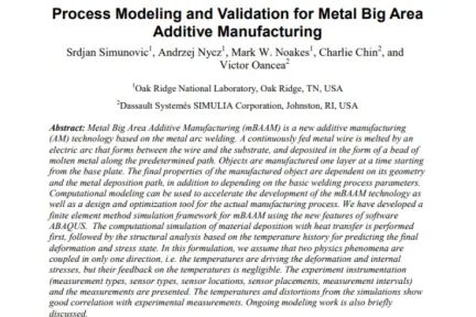 Process Modeling and Validation for Metal Big Area Additive Manufacturing