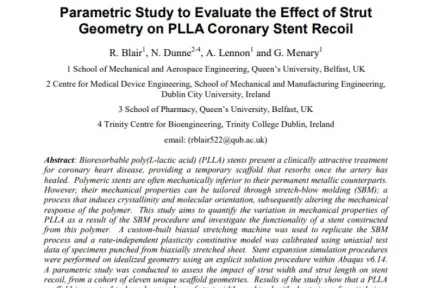 Parametric Study to Evaluate the Effect of Strut Geometry on PLLA Coronary Stent Recoil