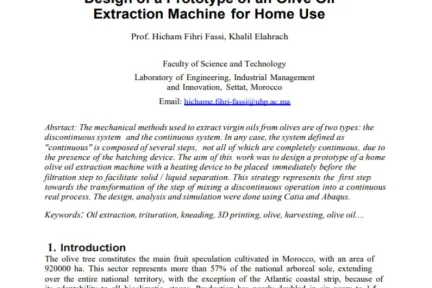 Design of a Prototype of an Olive Oil Extraction Machine for Home Use