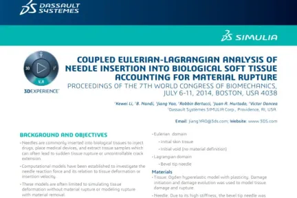 COUPLED EULERIAN-LAGRANGIAN ANALYSIS OF NEEDLE INSERTION INTO BIOLOGICAL SOFT TISSUE ACCOUNTING FOR MATERIAL RUPTURE