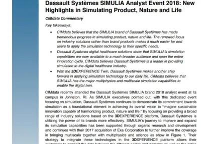 Dassault Systèmes SIMULIA Analyst Event 2018: New Highlights in Simulating Product, Nature and Life