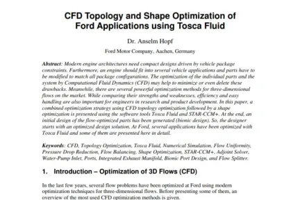 CFD Topology and Shape Optimization of Ford Applications using Tosca Fluid