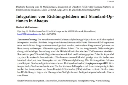 Integration von Richtungsfeldern mit Standard-Optionen in Abaqus