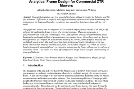 Analytical Frame Design for Commercial ZTR Mowers