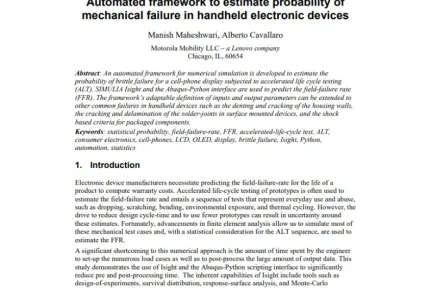 Automated framework to estimate probability of mechanical failure in handheld electronic devices