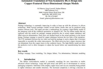 Automated Translation of Non-Symmetric BGA Design into Copper-Featured Three-Dimensional Abaqus Models